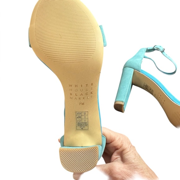White House Black Market Suede Teal Ankle Strap 3 1/2” Heels , new w tags - Picture 4 of 13